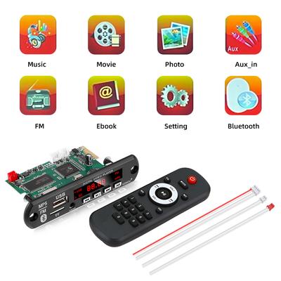 Bluetooth MP5 MP4 MP3 Декодер Плата DC 12V Аудио Ресивер 1080P HD Видео Плеер Фильм Фото Электронная Книга FM Радио AUX USB TF для Автомобиля