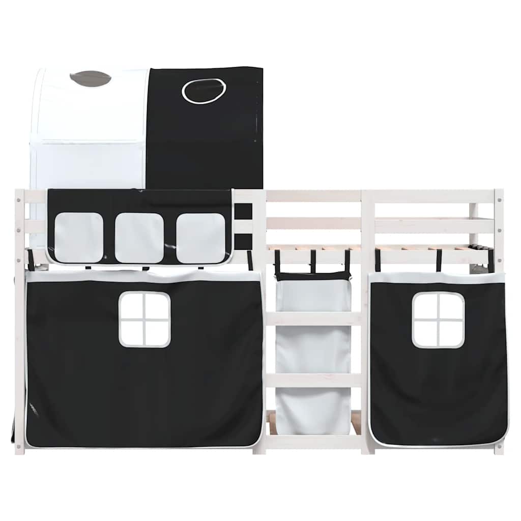 Bunk Bed with Curtains White & Black 80x200 cm Pine Wood