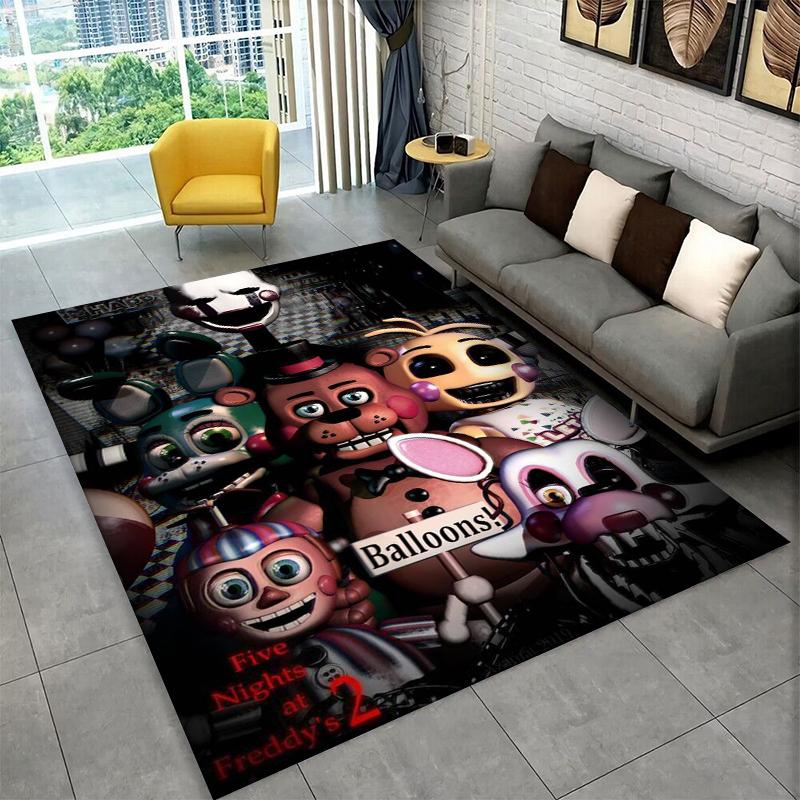 Классический ковер-коврик F-FNAF Хоррор Игра Фредди для игровой комнаты, спальни, гостиной, дивана, домашнего декора, детский коврик, нескользящий коврик для пола