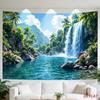 2D Баннер «Летние джунгли и водопад», Фон для фотобудки на вечеринку «Тропическое озеро и пальмы»