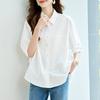 Pure Cotton White Shirt Short-sleeved Women's New Thin Commuting Korean Loose Large-size Chic Top for Women