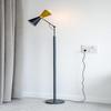 Mid Century Italian Stilnovo Adjustable Floor Lamp, Black Amber Brass, 210.82 Cm Dual Tone