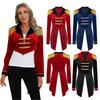 Womens Ringmaster Cosplay Coat Circus Show Stage Performance Costume Lapel Long Sleeve Velvet Tailcoat