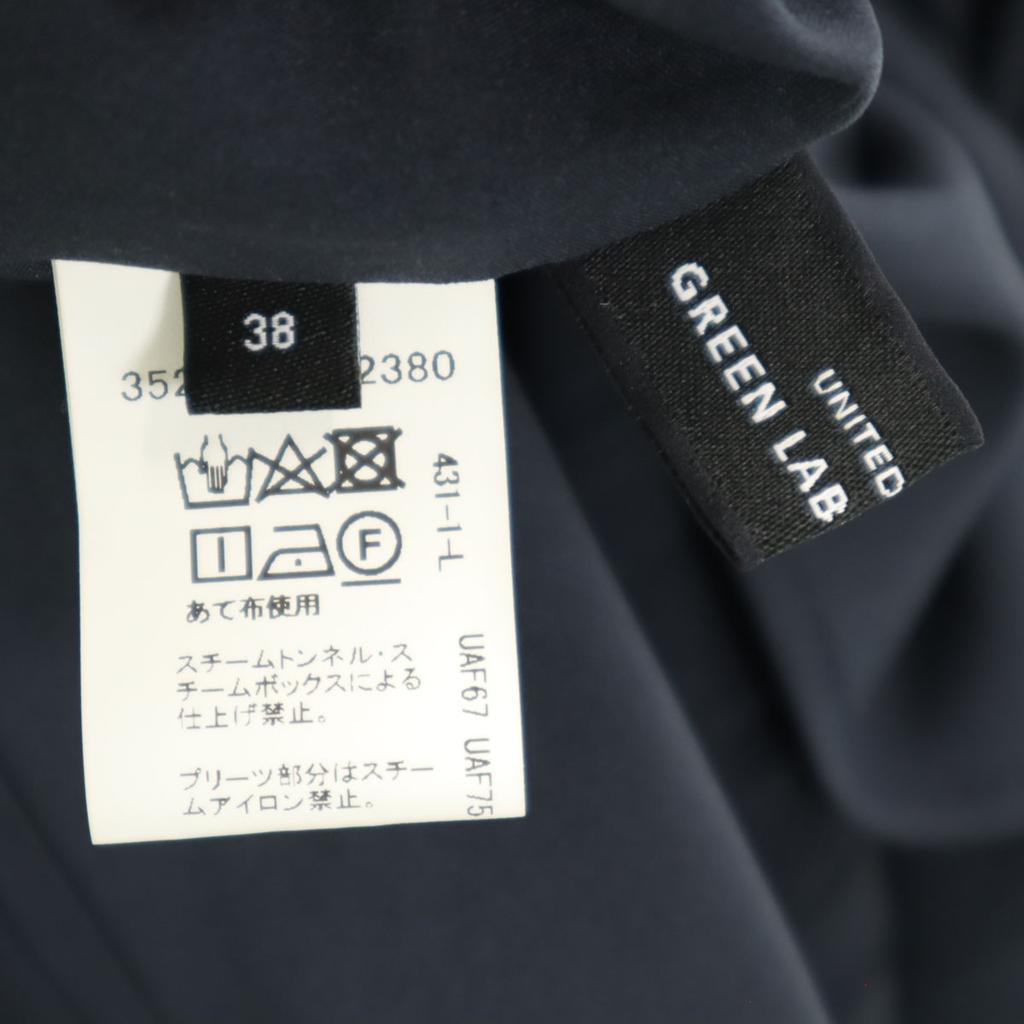 Green Label Relaxing Long Sleeve Pleated One Piece 38 Navy UNITED ARROWS Women Used