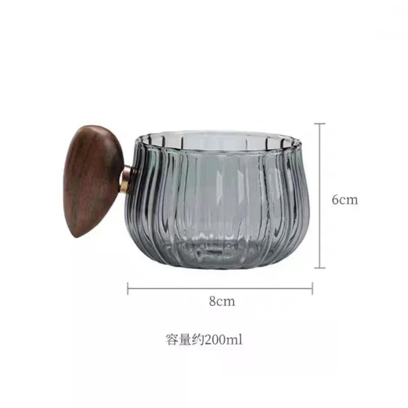200ML Heat-resistant High Boron Silicon Glass Coffee Mug with Wooden Handle Ice American Latte Cup Tea Cup Household Water Cup