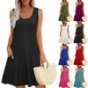 Womens Summer Dresses Loose U Neck Sleeveless Sundresses Dress With Pockets