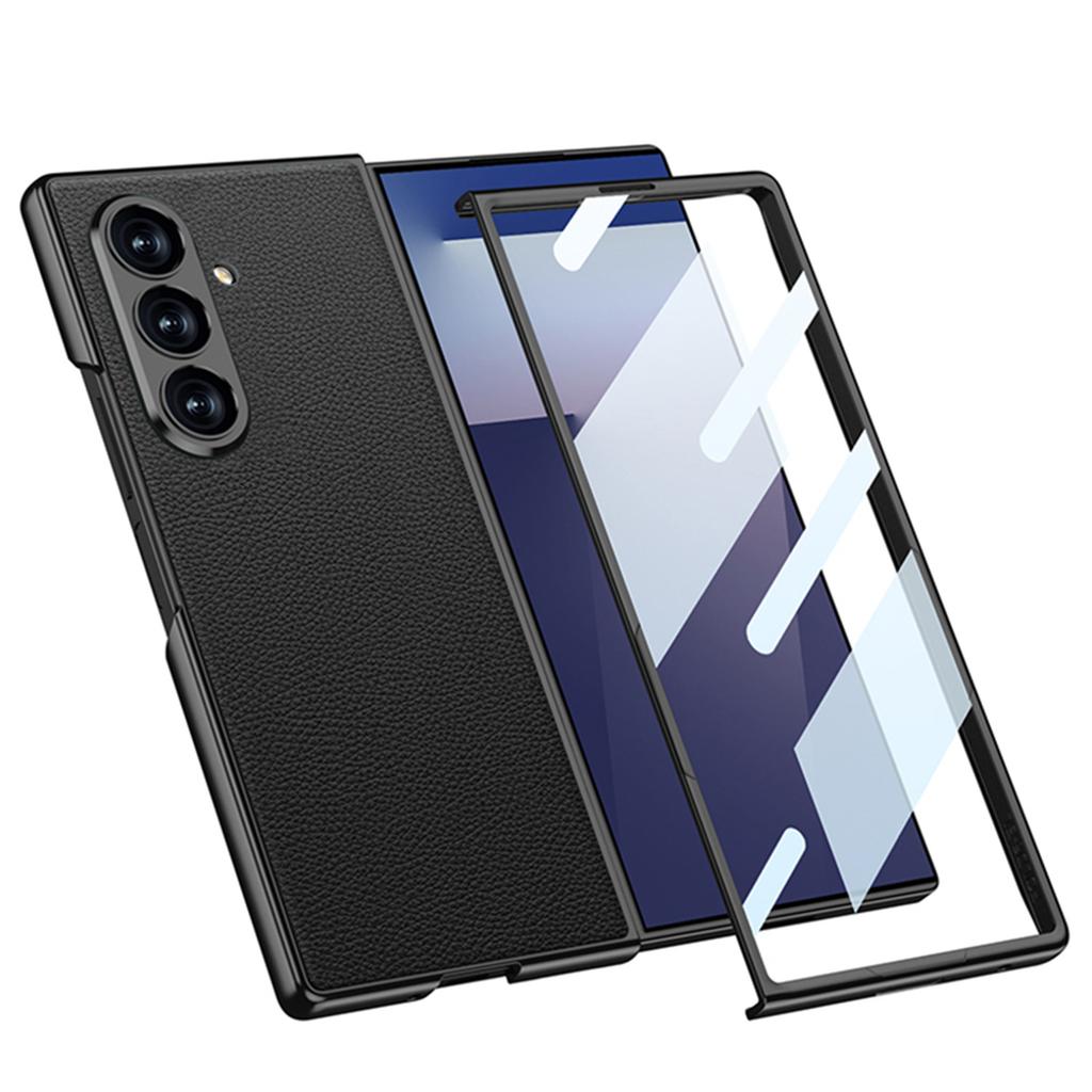 Samsung Zfold7 Mobile Phone Case Matte Paint Plain Leather Built In Wireless Charging Film Creative Protection Case