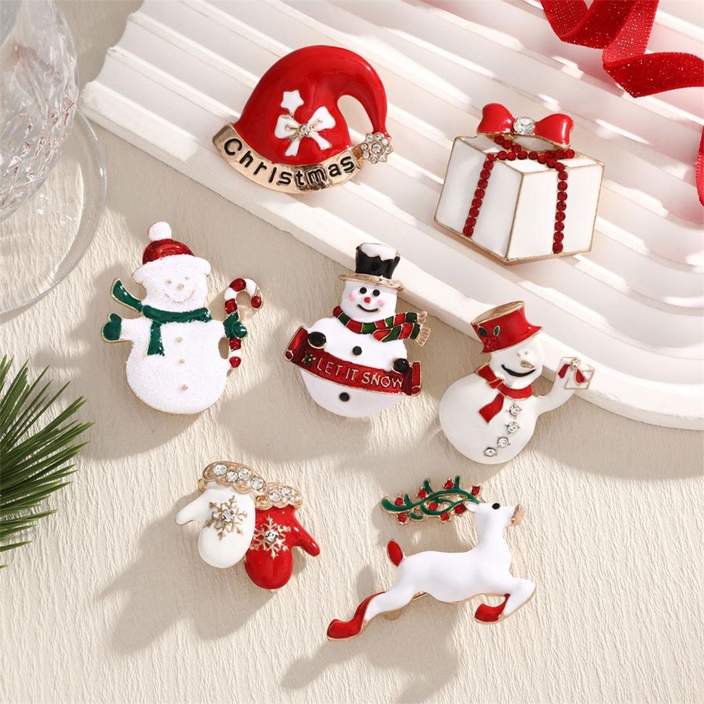 Christmas Series Brooch Bell Snowman Elk Decorative Pin DIY Jewelry Accessories Fresh And Cute Brooch