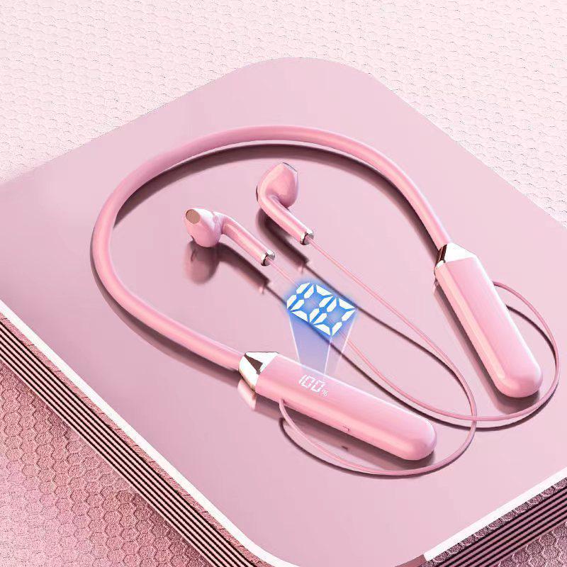 Спортивные Bluetooth-наушники с креплением на шею, долгим временем работы от аккумулятора и цифровым дисплеем