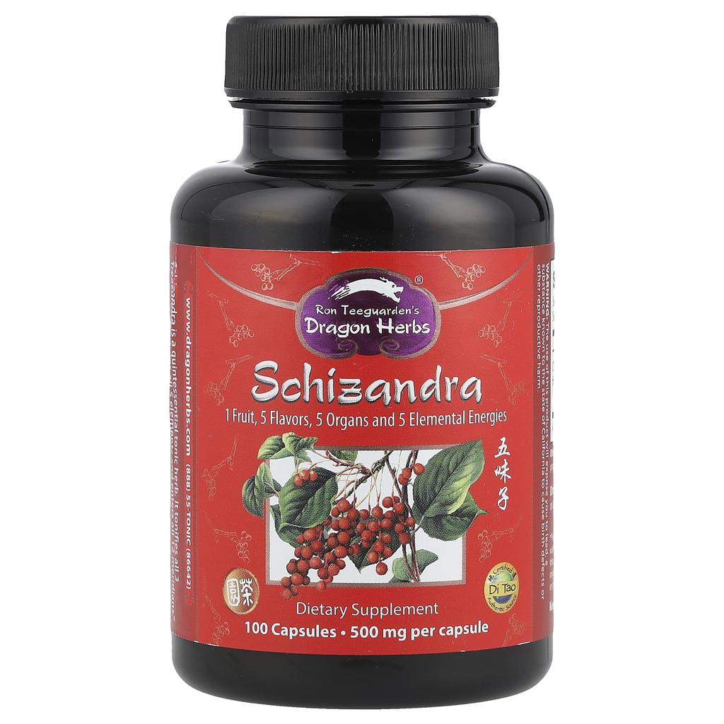 Dragon Herbs Schisandra Chinensis, 1,500 Mg, 100 Capsules (500 Mg Per Capsule)