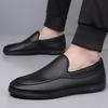 Fashion New Classic Brand PU Leather Men's Casual Shoes Black Lightweight Soft Flat Shoes Men's Breathable Outdoor Commuting Work Shoes