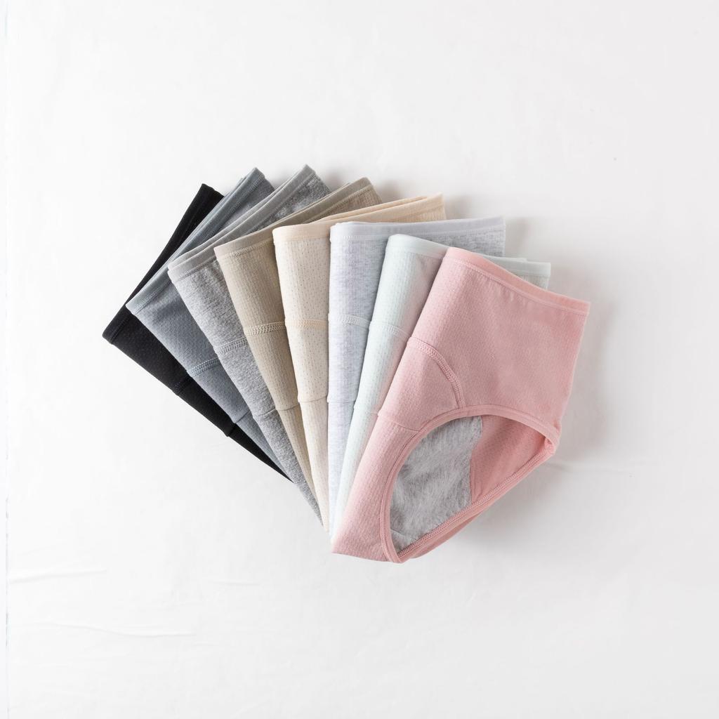 8-Pack Women's Cotton Leakproof Period Panties Mid Waist Comfortable Underwear Army Green Beige Black Blue Dark Grey Light Green Light Grey Pink