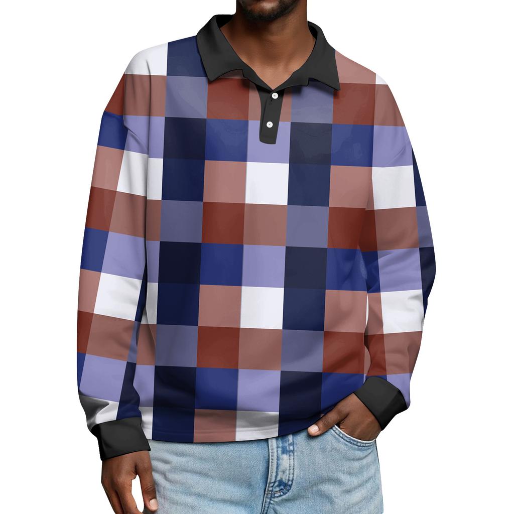 Мужские повседневные топы с длинными рукавами на пуговицах с полосатым принтом