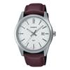 MTP-VD03L-5A Men's Standard Brown Leather Band White Dial 3-Hand Analog Watch, White, Made In Japan.