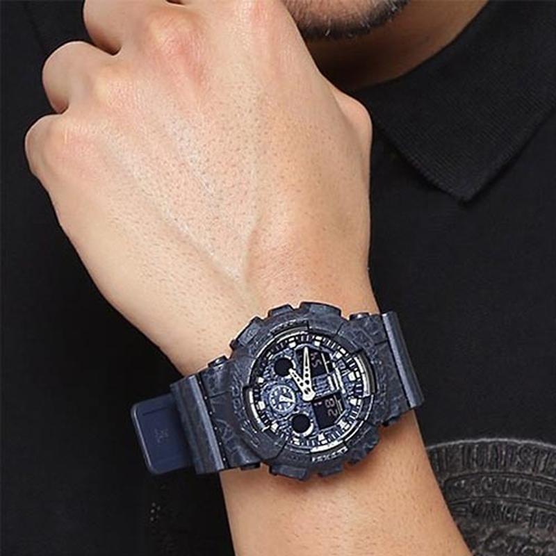 Casio Серия G-SHOCK YOUTH с двойным дисплеем (ЖК/стрелочным) Модный тренд контрастный цвет уличный крутой высококлассный классический двойной стрелочный дисплей GA-100CG-2A