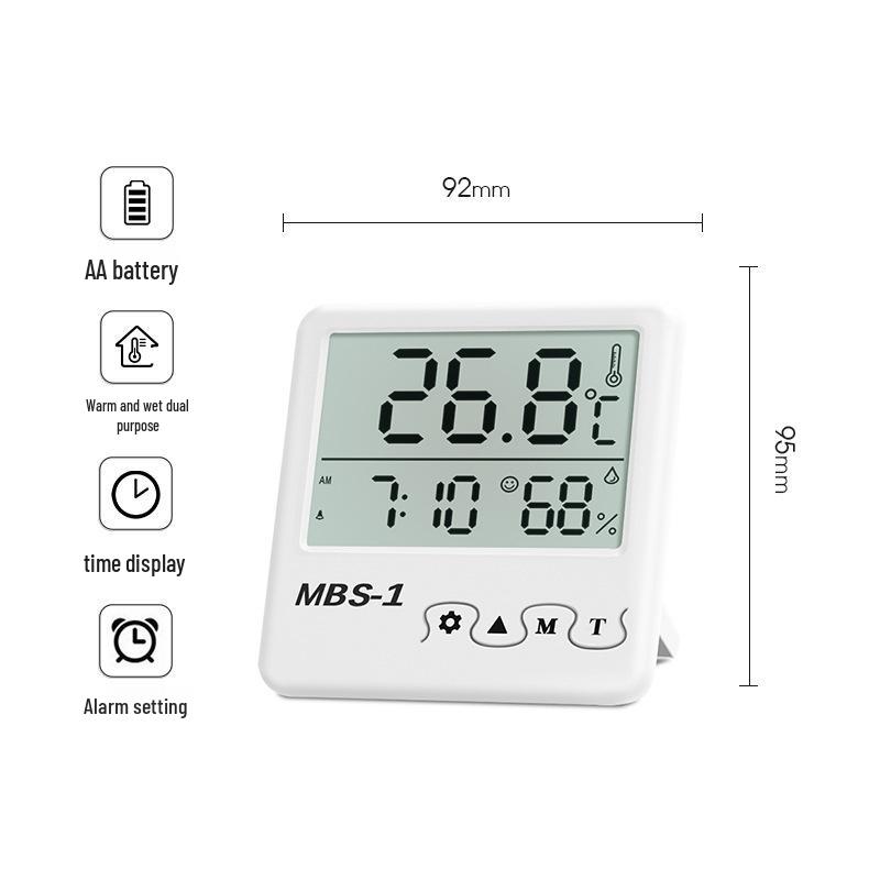 High-Precision Digital Alarm Clock with Thermometer and Hygrometer for Indoor Use