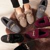 Furry Shoes Female Winter Outside Wear Padded Cotton Slippers 2025 New Padded Lamb's Wool Soybean Shoes Women's Shoes Home Shoes