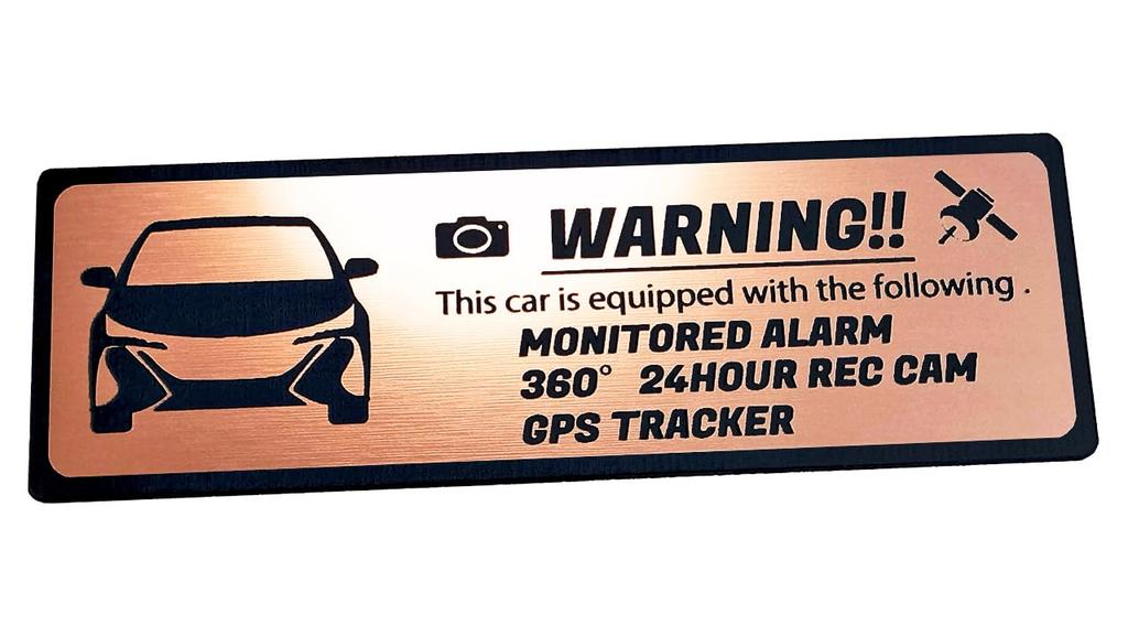 Honami Works Prius PHV 50 Series Security Emblem, 24-Hour Surveillance, Dash Cam, GPS Tracker Sticker, Pink Gold