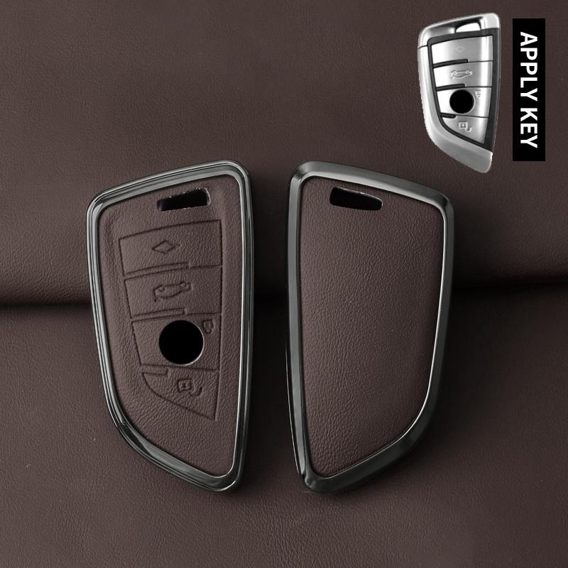 Zinc Alloy Leather Car Key Case For Bmw X1 X3 X5 X6 X7 1 3 5 6 7 Series G20 G30 G11 F15 F16 G01 G02 F48 Protective Accessories