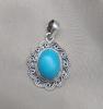 American Turquoise Pendant: Handmade 925 Silver Boho Necklace