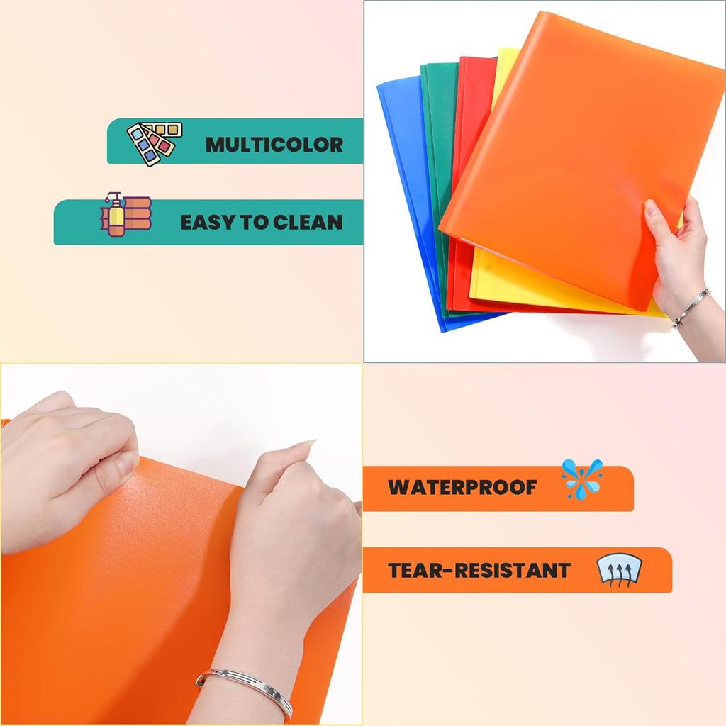 GNL Plastic Folders with Pockets and Prong, Pack of 5, Colored Heavy Duty 2 Pocket File Folders Letter Size, Folders with Prongs for School, Home,