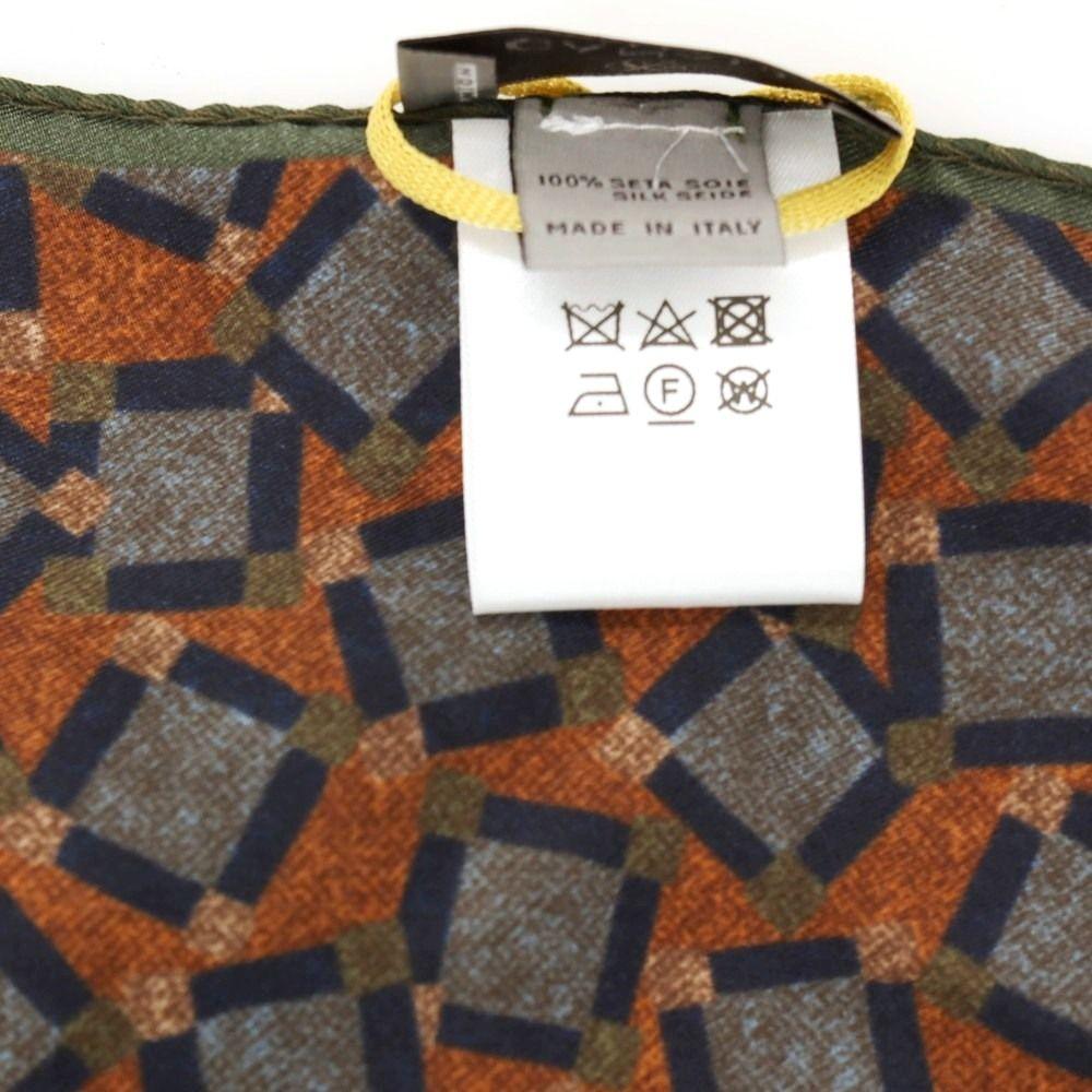 Б/у [Новый] CANALI Шелковый Платок-Паше Светло-Коричневый x Зеленый [Мужской]