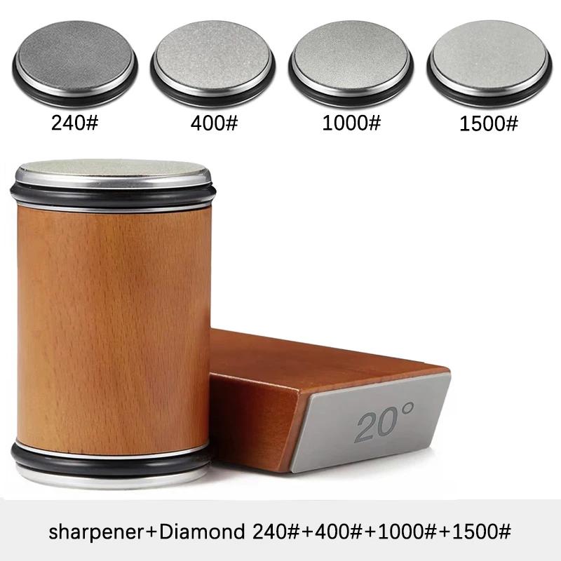 Точилка для ножей с вращающимся лезвием, магнитный держатель для ножей, набор алмазных точильных камней с углом заточки 15 и 20 градусов, кухонный аксессуар