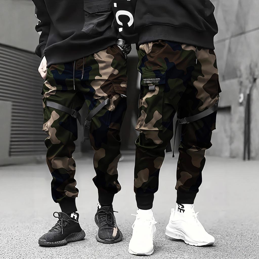 Casual Camouflage Sports Pants Outdoor Pants Middleaged And Young Mens Leg Tied Pants Straight Leg Pants