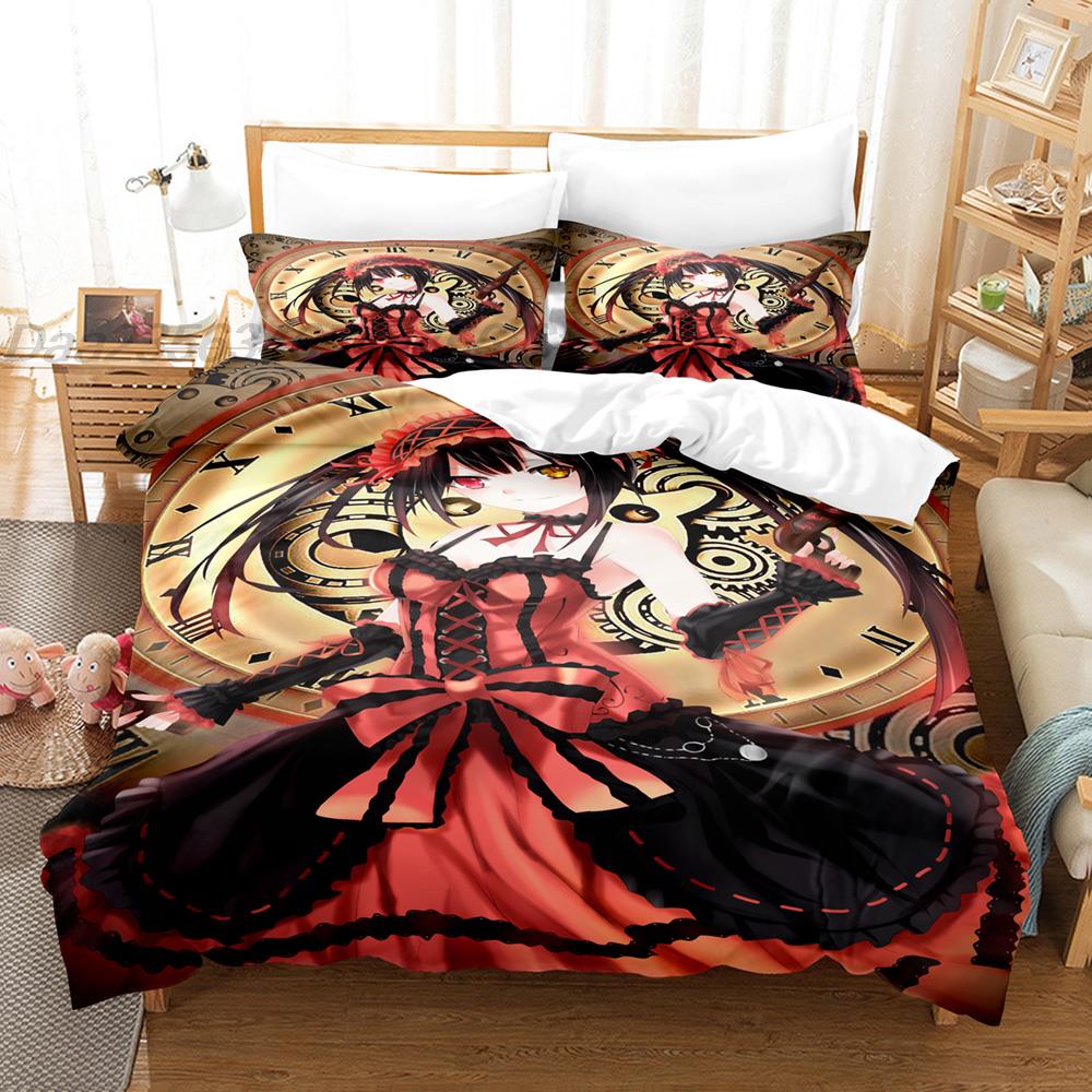 Новый Набор Постельного Белья Tokisaki Kurumi из Date a Live Односпальный Двуспальный Full Queen King-Sized Размеры Комплект Постельного Белья Взрослый Детская Спальня Комплекты Пододеяльников 3D