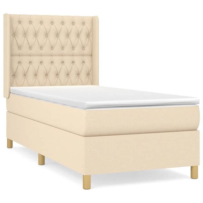 Maison Exclusive - Sommier à lattes de lit et matelas Crème 90x190 cm Tissu