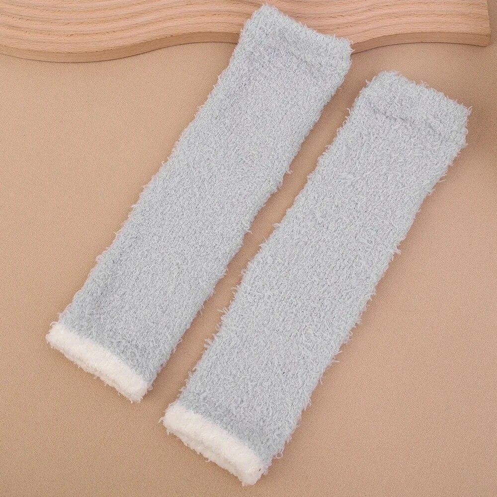 Зимняя защита колена, утолщенные плюшевые, высокоэластичные теплые ноги с рукавами, коралловый флис, морозостойкие мягкие гетры