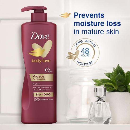 DOVE Body Love Pro Age Лосьон для тела для зрелой кожи 48 часов увлажнения|| Без парабенов|| С витамином B3 и оливковым маслом| 400 мл