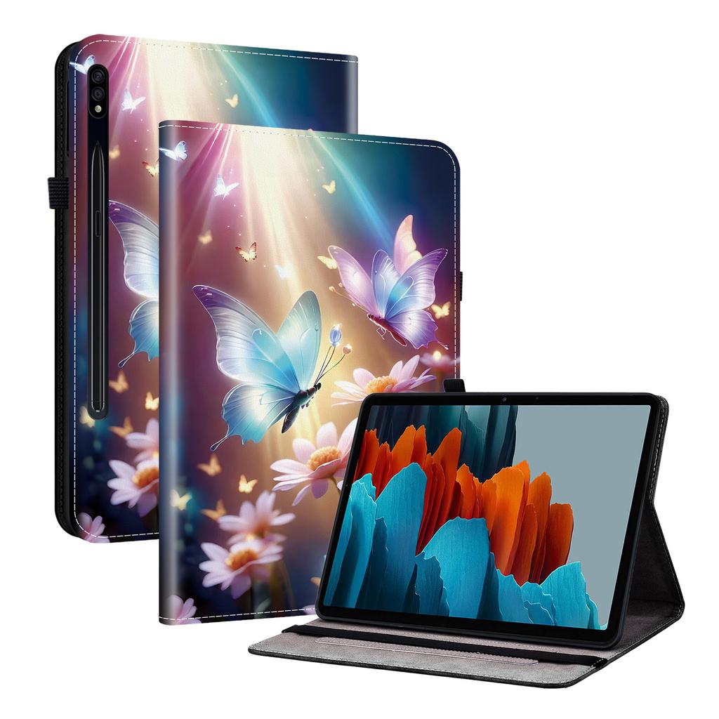Чехол из искусственной кожи для планшета Samsung Galaxy Tab S7+ (12,4 дюйма)-11 стилей! Прочный, с 2 слотами для подставки, держателем для карандашей и слотами для карт, гибкая задняя крышка из ТПУ