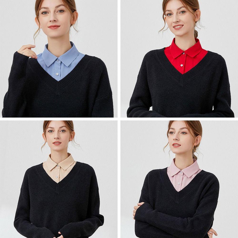 Women Classic Chiffon Blouse False Collar Lapel Clothes Accessories Shirt Fake Collar