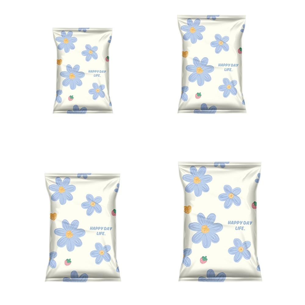 4PCS Blue Floral Pattern Vacuum Compression Bag Space Saving Quilt Organizer Vacuum Bags Clothes
