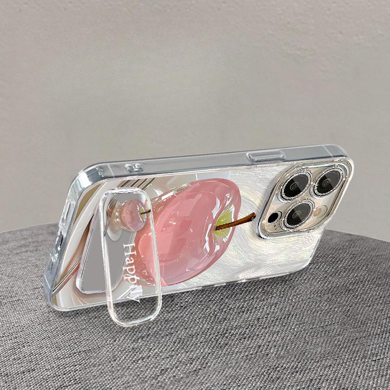 Хрустальная подставка-зеркало в виде яблока, подходит для чехла мобильного телефона Apple 13, Huawei Mate60pro, пряжа «перо», 15 всесторонняя 14/11