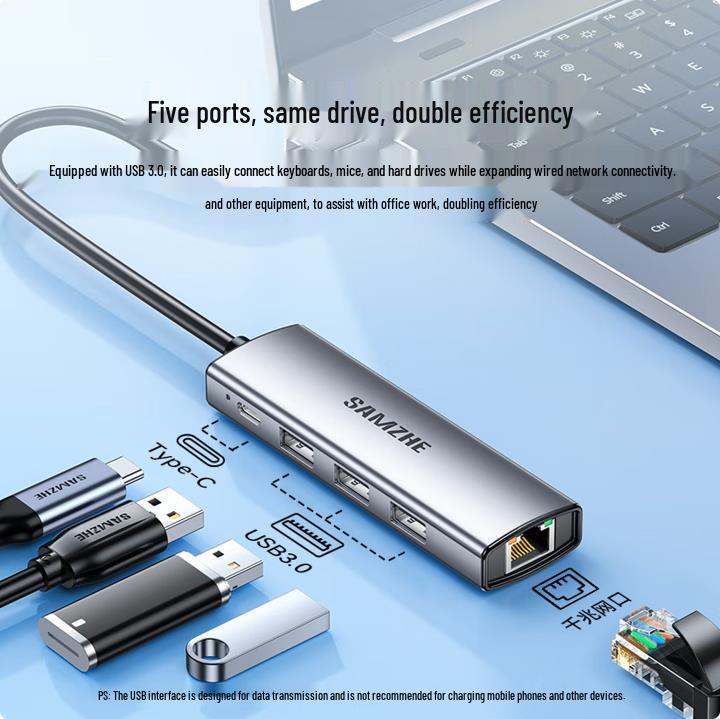 Док-станция ShanZe DKK6 USB-C: HDMI, Gigabit Ethernet, VGA, Аудио, USB-хаб.