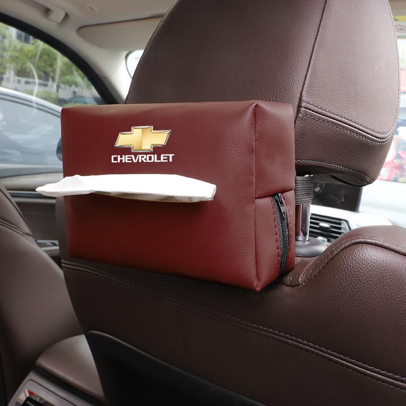 BODCA1 PU Leather Car Tissue Box Facial Tissue Storage Bag For Chevrolet Bolt Spark Tahoe Z71 Aveo Impala Lacetti Malibu Sail SS Cruze