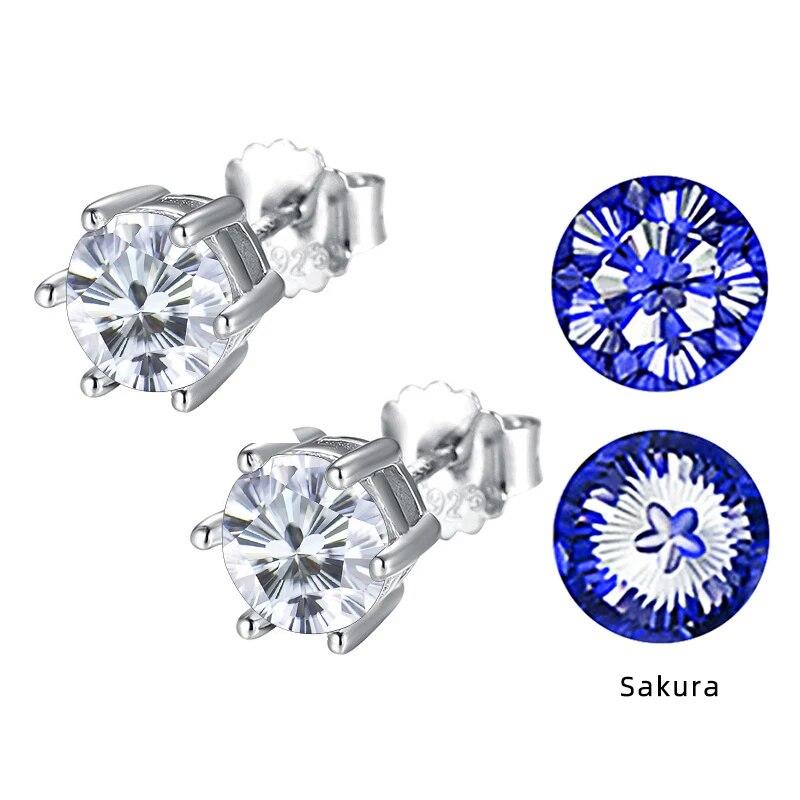 Серебро S925 1 карат с муассанитом для женщин, любовь 100, цветы сливы, сакура, изящные ювелирные изделия, свадебные серьги