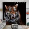 2pcs Animal Tiger Printed Curtains Rod Pocket Curtain For Restaurants Living Rooms, Bedrooms Offices Study Room Home Decoration