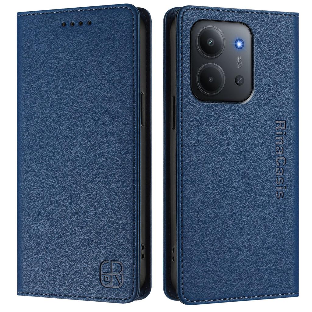 Для Xiaomi Redmi 15C 5G (США) (173мм)/Xiaomi Redmi 15C 4G (США) (173мм) Кожаный чехол RINACASIS RC01 Чехол для телефона с RFID-блокировкой Кошелек Подставка