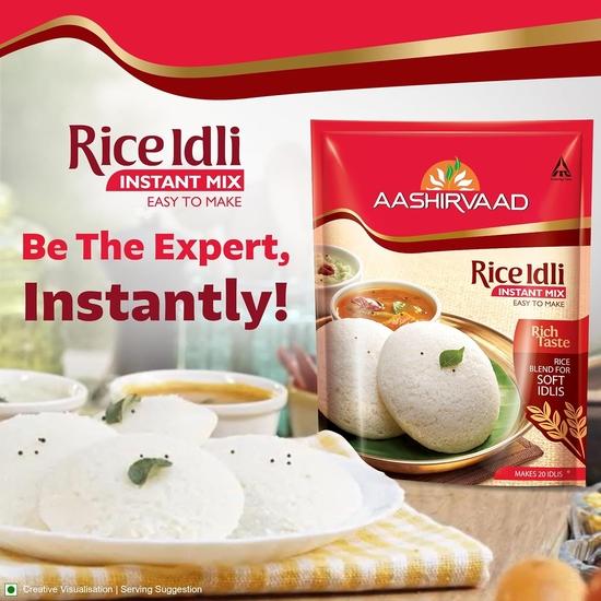 Aashirvaad Instant Mix Rice Idli, упаковка 200 г, 50 рисовых идли в 3 этапа | Мягкие и пушистые идли