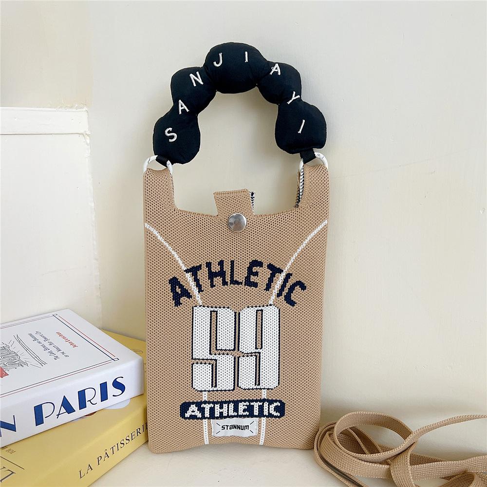 Knitted Mobile Phone Bag For Women In Spring And Autumn Cute Cartoon Versatile One Shoulder Diagonal Cross Bag Travel Coin Purse Small Handbag