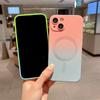 Роскошный мягкий силиконовый чехол с градиентным узором для iPhone 15 14 13 11 12 Pro Max Plus Magsafe, противоударный чехол с магнитной беспроводной зарядкой