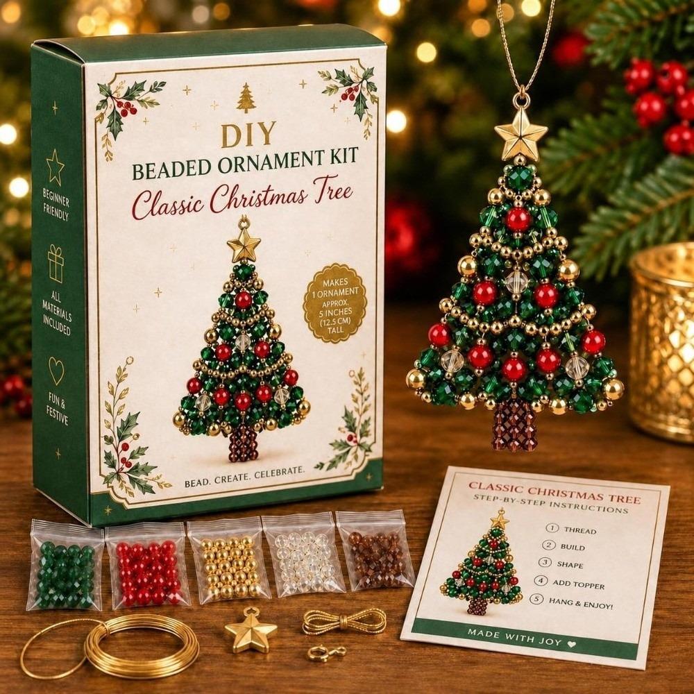 Hanging Beading Craft Set Beaded Ornament Kit New Christmas Craft Kit Festive Holiday Activity