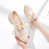 Fashion 2024 Retro Lace Up Leather Shoes Zapatos Para Mujeres Women's Thick Bottom Le Fu Shoes Rough Heel Soft Bottom Shoes for Women