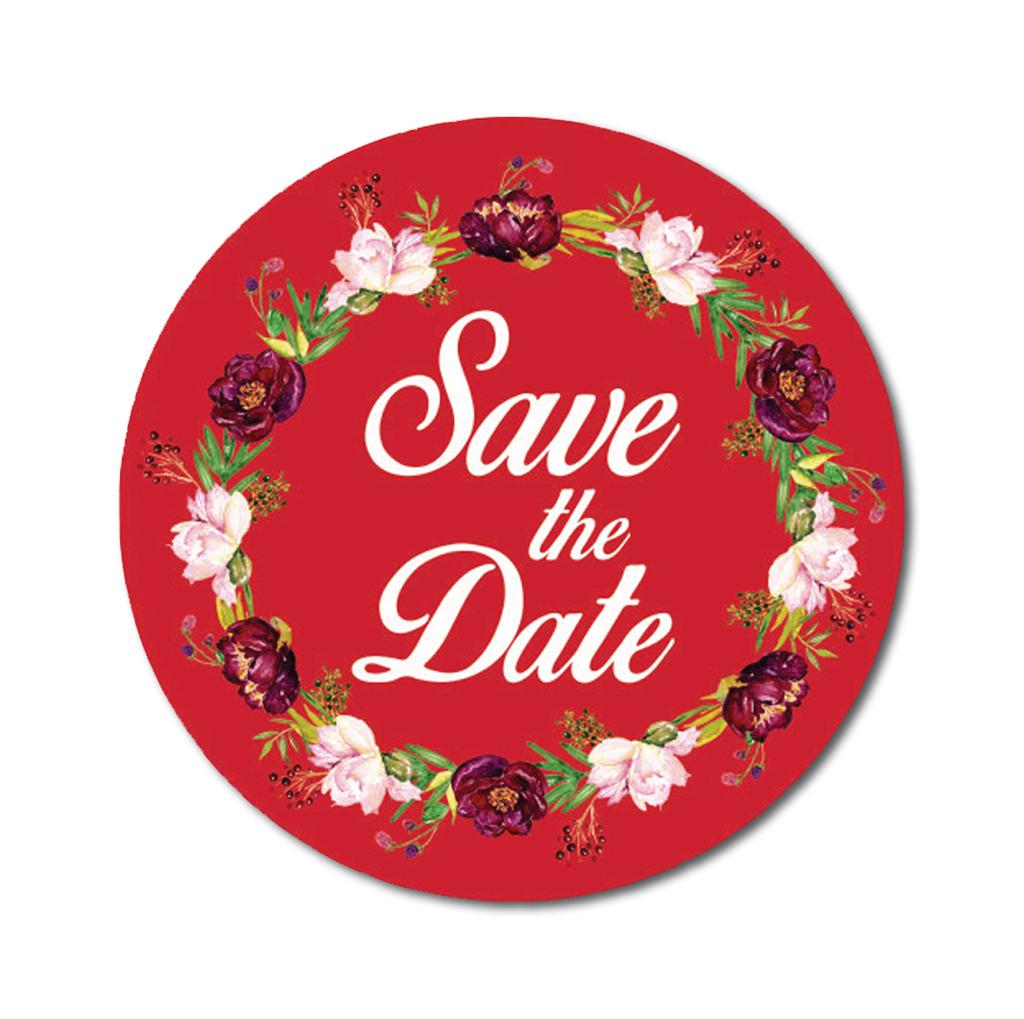 Darling Souvenir 45 Pcs Floral Wreath Black Round Save The Date Stickers Envelope Seals-1.6