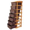 Plastic Modular Drawer Storage Chest Of Drawers Organizer Storage Box, Large Stomo Racks For Multipurpose Anti-slip Shoes Organizers | Brown | 5 Layer