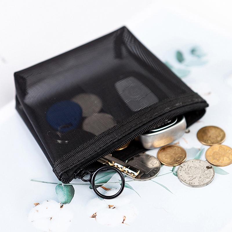 1Pc Black Transparent Mesh Makeup Case Organizer Storage Pouch Casual Zipper Toiletry Wash Bag Make Up Women Travel Cosmetic Bag