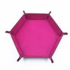Catchall Empty Pocket Foldable Hexagonal Leather Storage Tray for Bedside DND Dice Keys Organization Folding Entrance Objects Holder
